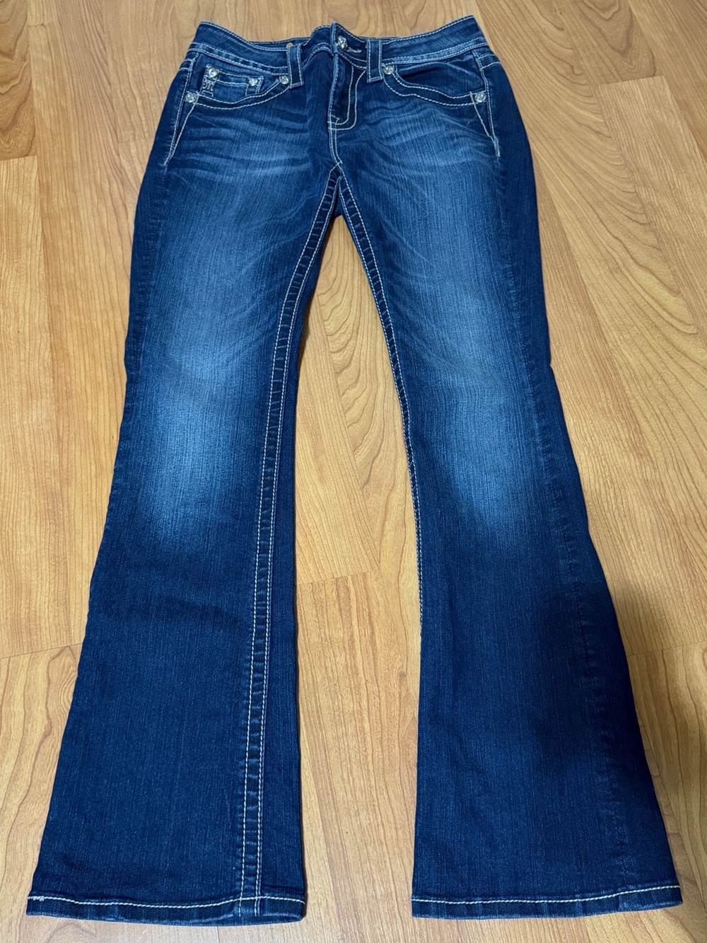 Miss Me Jeans Bootcut JY5169B5V Rhinestone Embellished Midrise Size 28